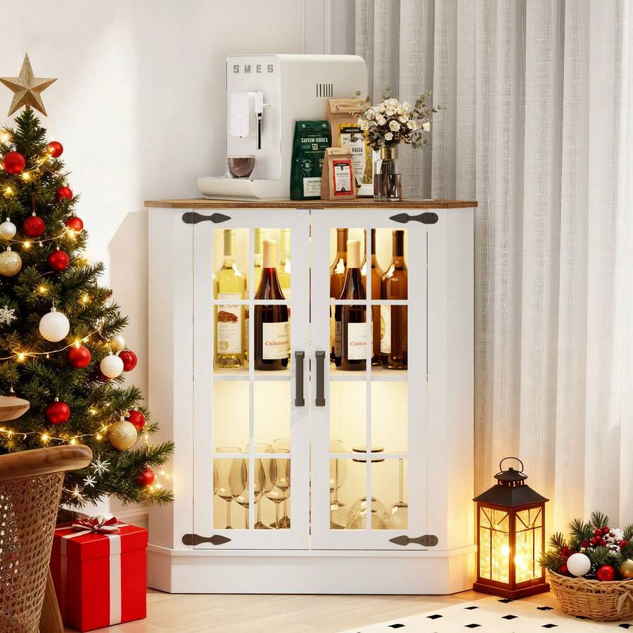 Farmhouse Cabinet With LED Lig - Lighting review and price